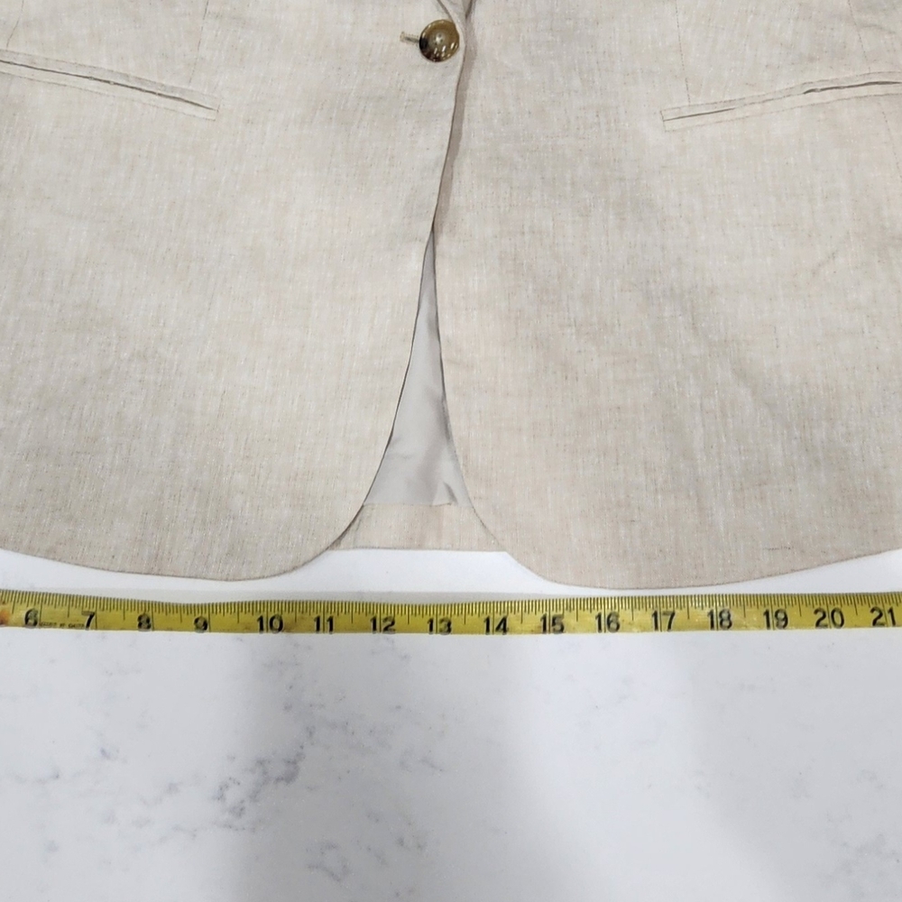 J.Crew Linen Cotton Holland Blazer Womens 16 Crosshatch Beige Jacket AL221 - Picture 3 of 7